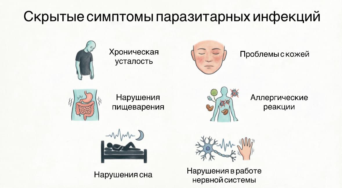 Скрытые симптомы паразитарных инфекций